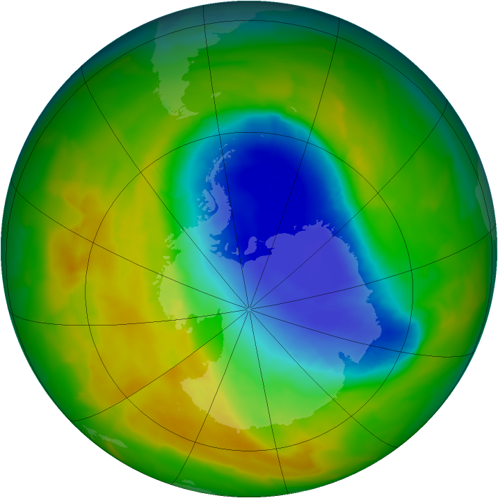 Antarctic ozone map for 28 October 2012
